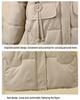 Women's Mid-Length Plus Size Warm Down Jacket, Beige/Black
