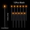 12-120Pcs LED Taper Candles Artificial Black Flameless Flickering Candle Christmas Lights Home Birthday Wedding Candles Battery