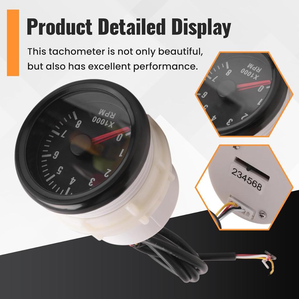 52MM Electrical Tachometer 0-8000 RPM 2" RPM Tacho Meter for 2 3 4 5 6 8 Cylinder Gasoline Engine Car Boat Yacht