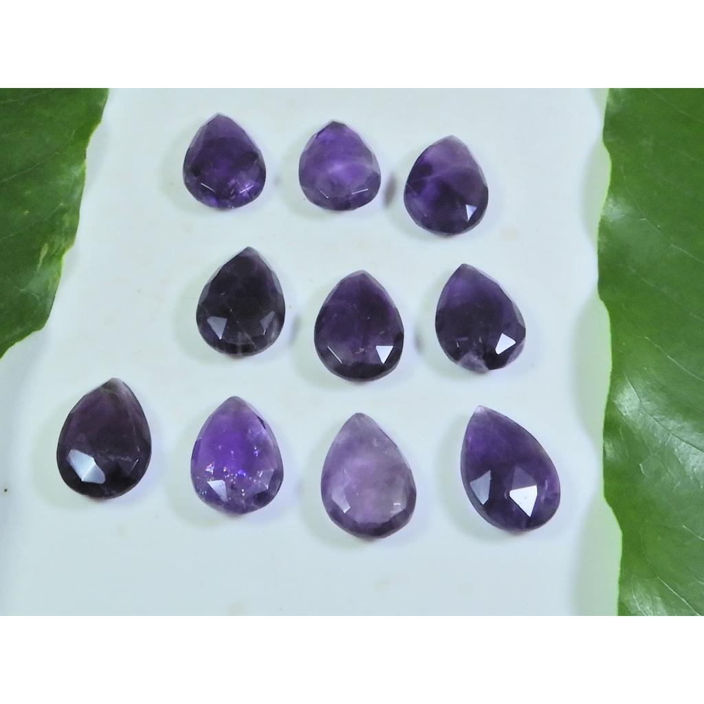10X15-10X15MM Natural Amethst Rose Cut Pear Cabochon Loose Gemstone 10PcsLot A-178