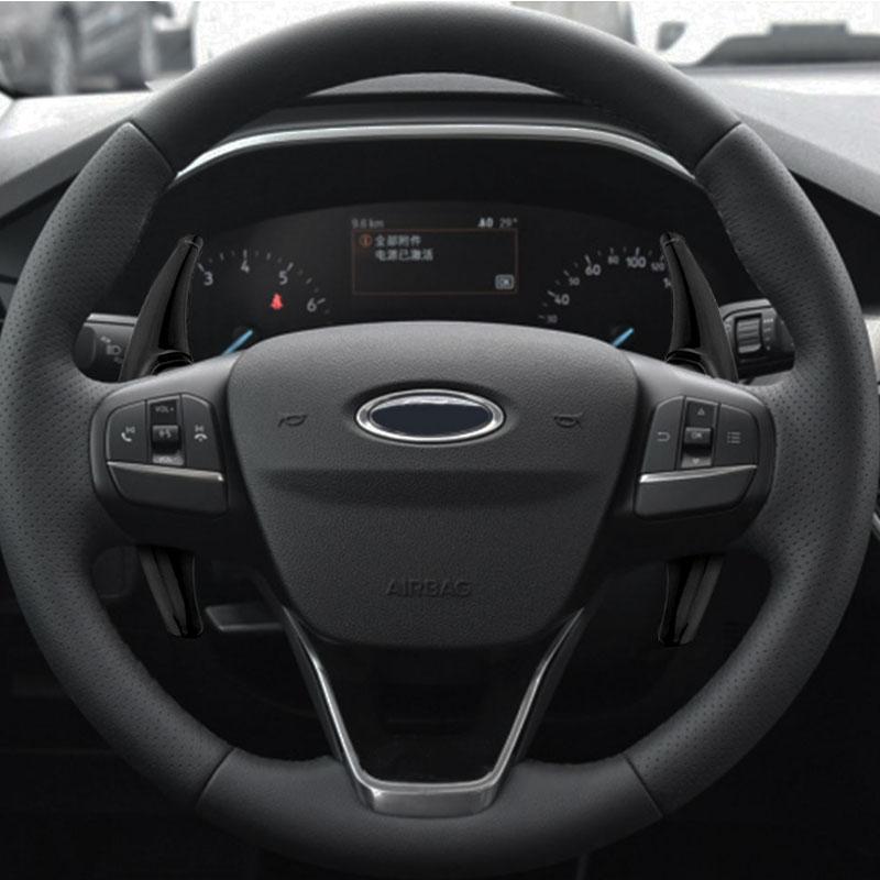 2Pcs/Set ABS Chrome Car Steering Wheel Paddle Extension Shifters Shift Sticker for Ford Focus 4