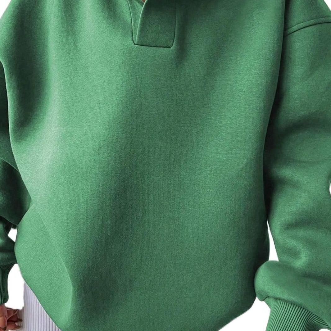 Женский свитшот Осень-Зима Однотонный С длинным рукавом С капюшоном Свободный свитшот для женщин 2XL зелёный 1560₽