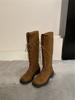 Retro style lace-up stacked high boots for women's new autumn and winter versatile round head thick heel but knee boots for children