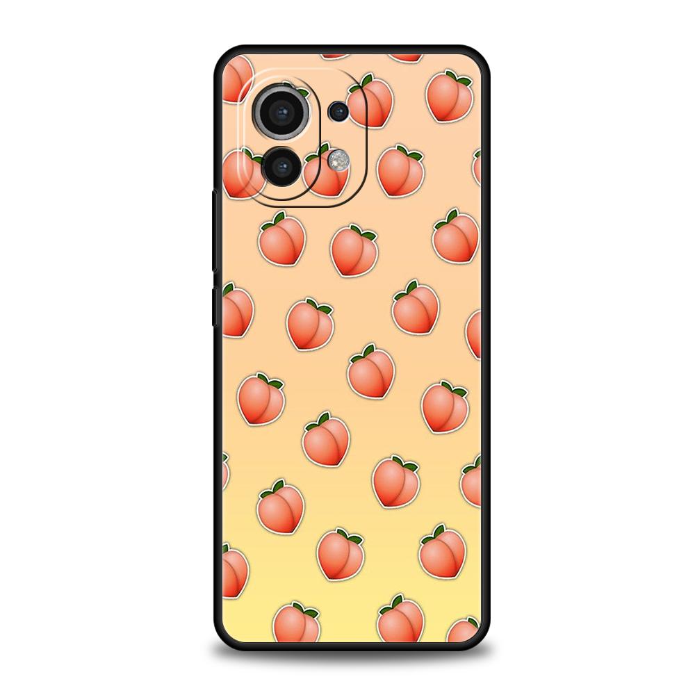 Phone Case Cover for Xiaomi Poco F7 F6 F5 F4 F3 X7 X6 X5 X4 X3 NFC M4 C51 C55 GT Pro 5G Soft TPU Fundas Cartoon Fruit Peach Bags