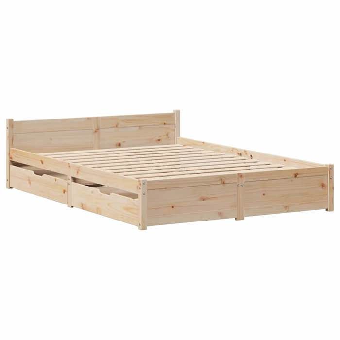VidaXL Cadre de lit avec tiroirs 120x190 cm bois de pin massif, sommier, cadre de lit double, cadre de lit en bois massif, 3301676