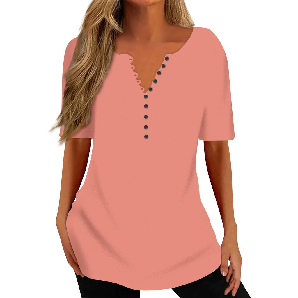 Women's Fashion Casual Short Sleeve Printed Round Neck Loose Top