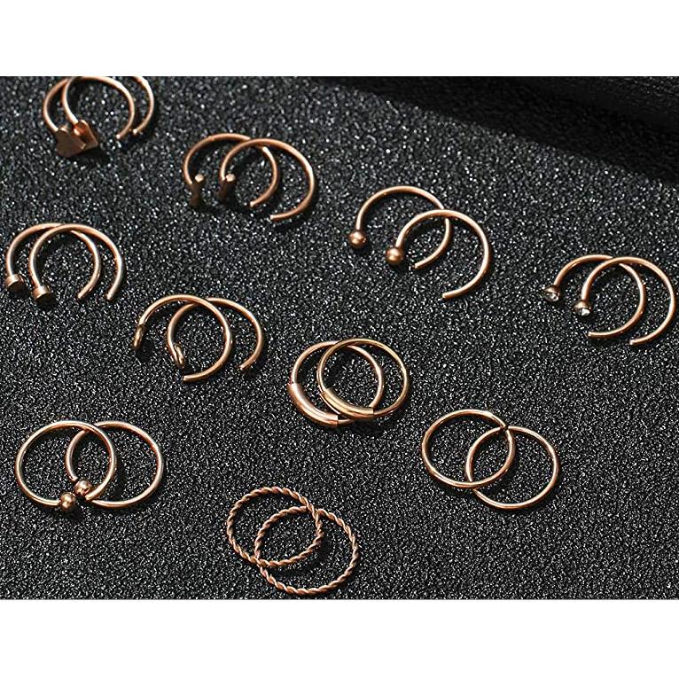 Labret Nose Piercings Jewelry 20G Stainless Steel Hoop Nose Ring Hypoallergenic CZ Hoop Tragus Cartilage Nose Rings