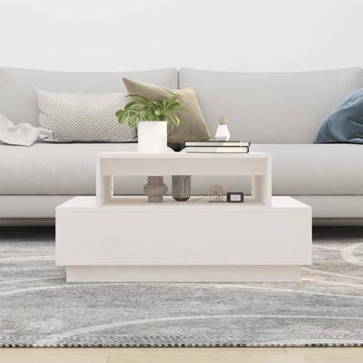 White Coffee Table 80 X 55 X 40.5 Cm Solid Pine Wood
