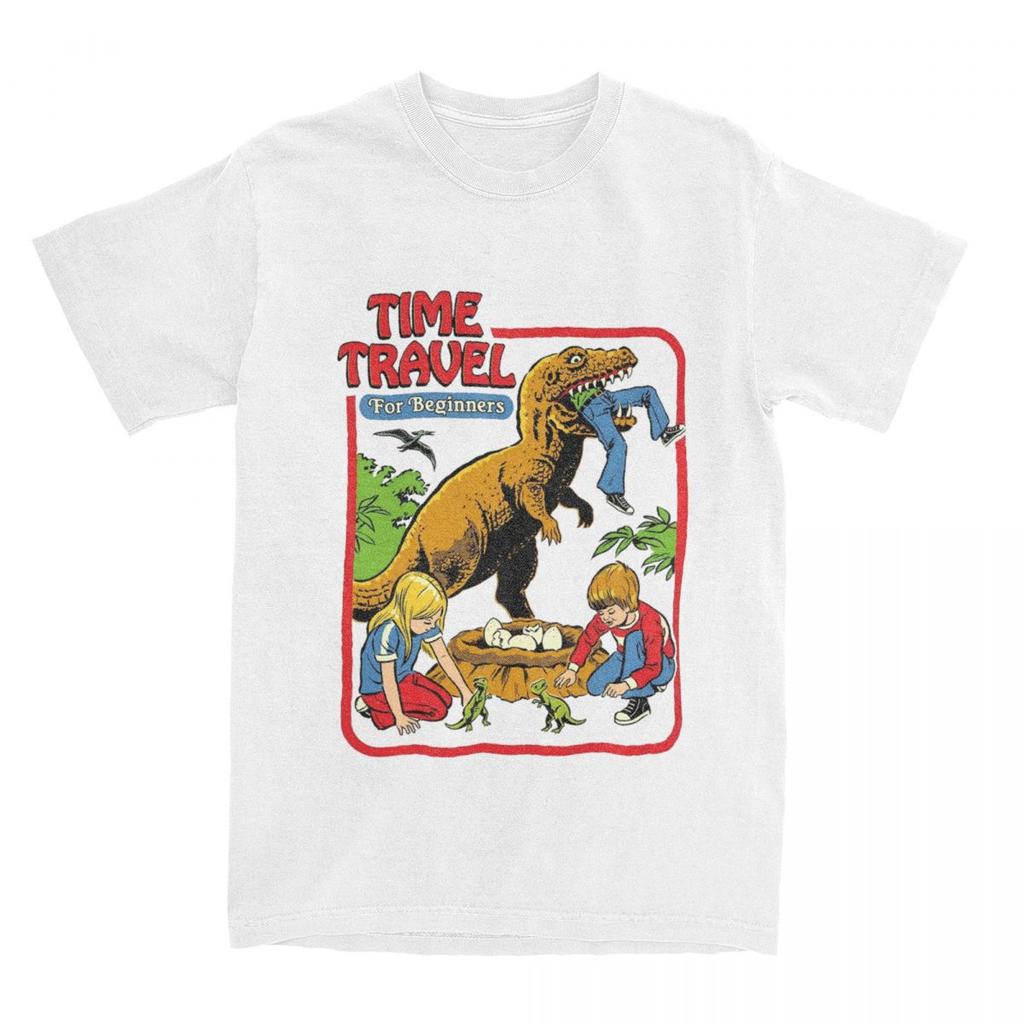 Herren Damen Zeitreise 80er 70er Dinosaurier T-Shirts Merch Schwarzer Humor Reine Baumwolle T-Shirt Kleidung Lustiges T-Shirt Bedruckt