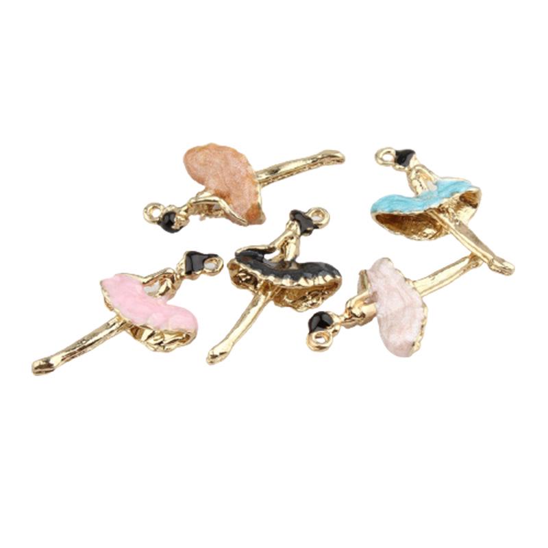 Korean-Style K Gold Alloy Ballet Dancer Pendant for DIY Bracelets