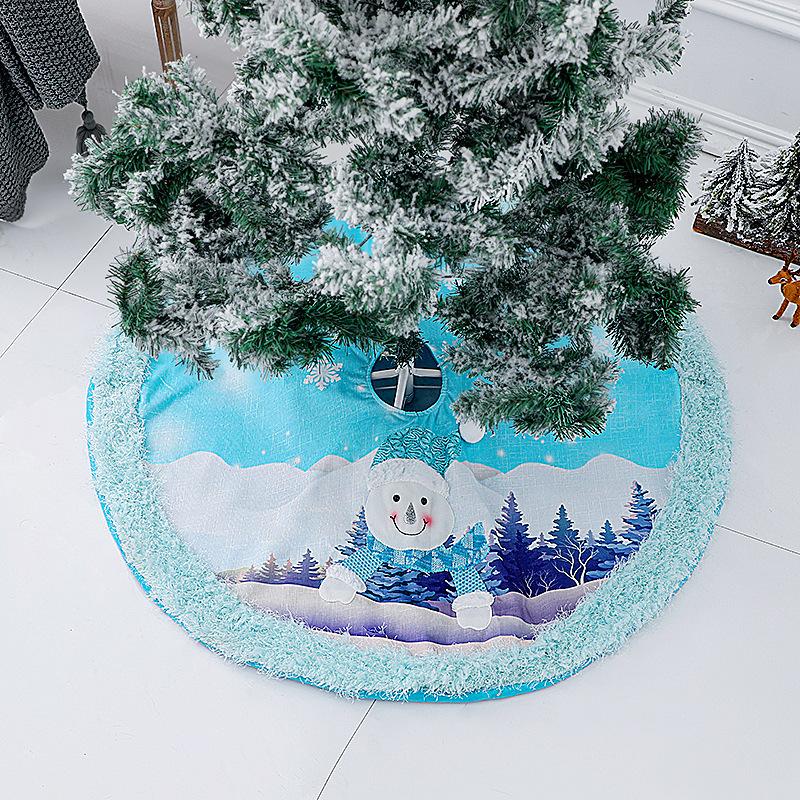 Plush Tree Skirt Led Blue Luminous Christmas Tree Venue Decoration Apron Lit Christmas Tree Skirt