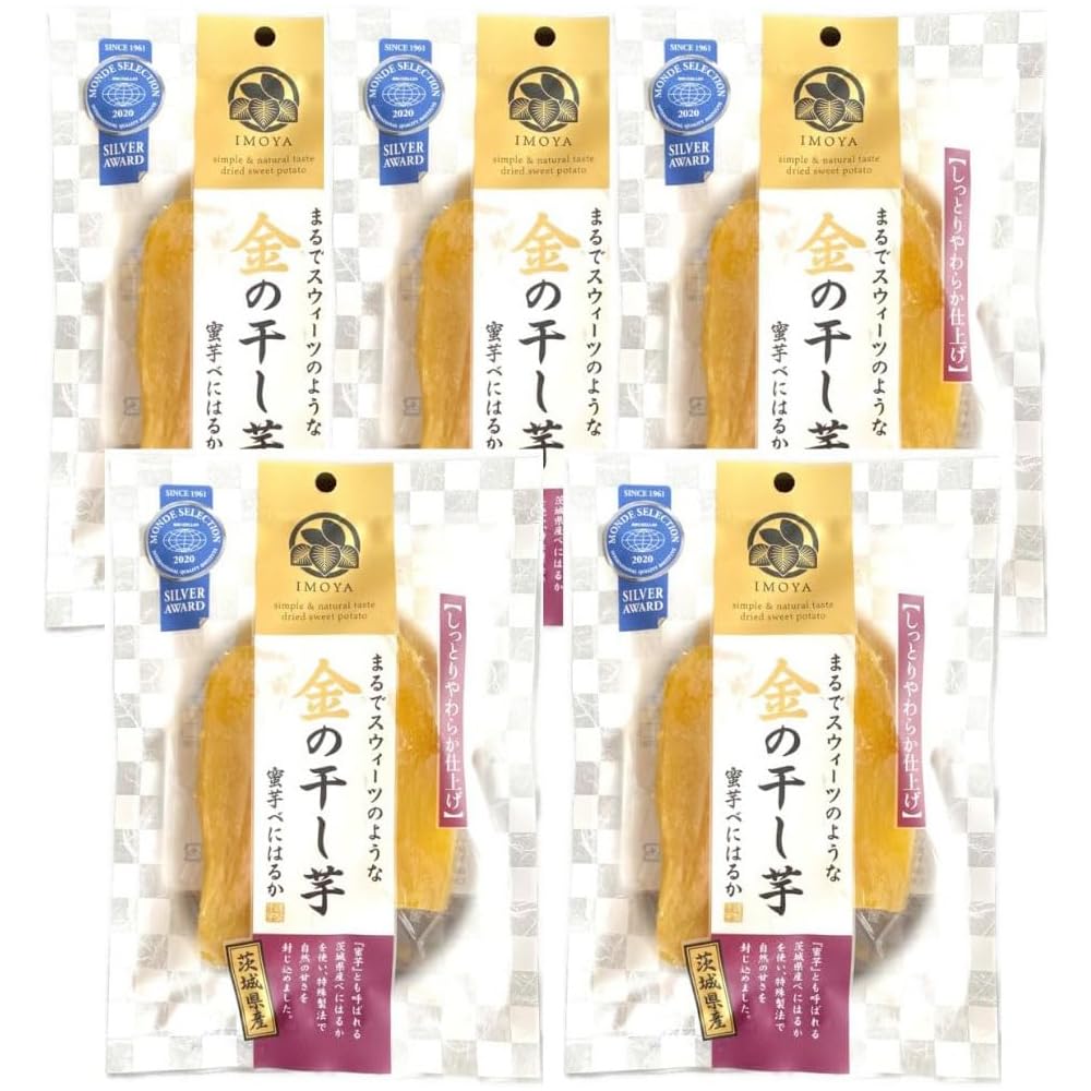 5-bag Set Gold Dried Sweet Potato Ibaraki Prefecture Beni Haruka 90g Moist Soft Finish Additive-Free No Coloring Sugar Used