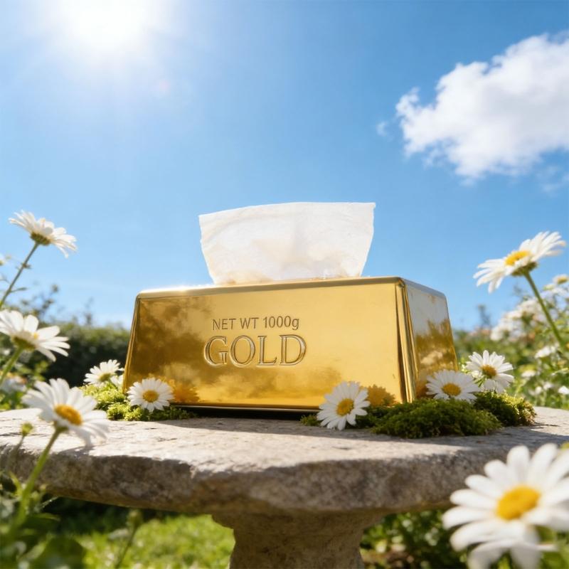 Golden Brick Tissue Dispenser For Kitchen Bathroom Office Convenient Paper Storage Container Living Room Accent