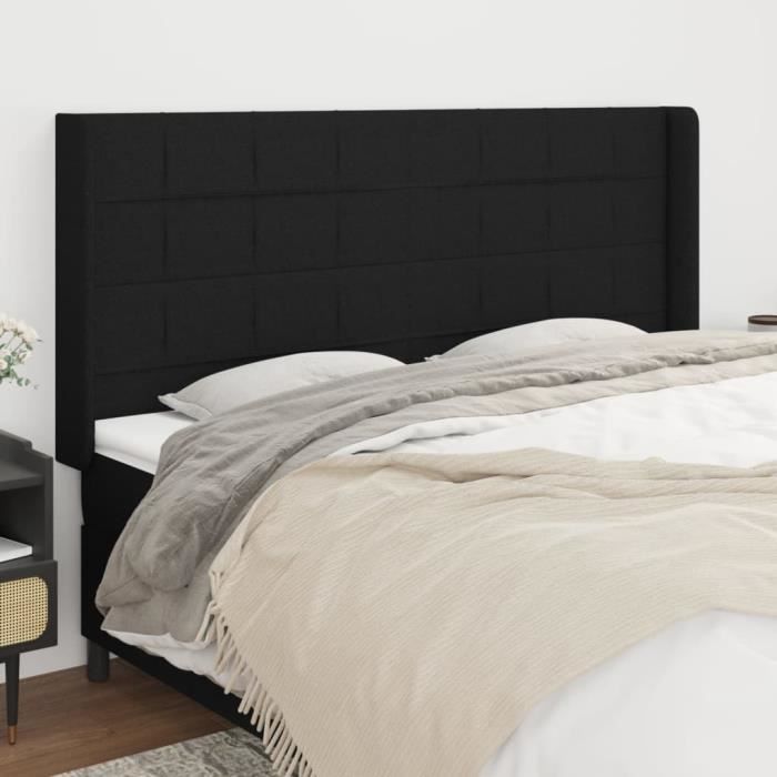 VidaXL Tête de lit avec oreilles Noir 183x16x118-128 cm Tissu3119596