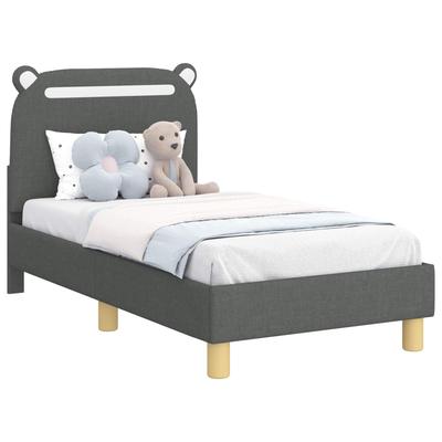 Kids Bed Frame with Headboard Dark Grey 70 X 140 Cm Fabric