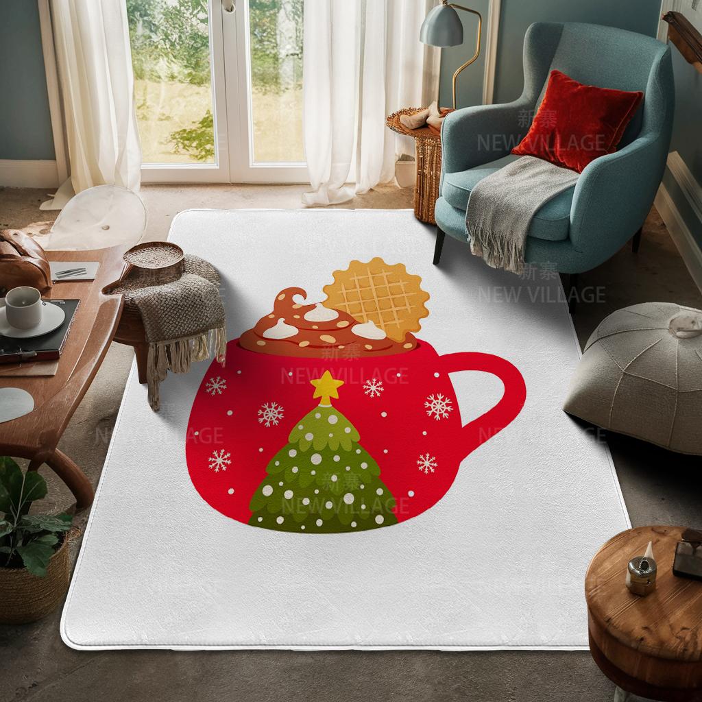 House Entrance Carpet Home Door Mat Living Room Bath Foot Bathroom Non-slip Water Absorption Rugs Bath Merry Christmas Winter