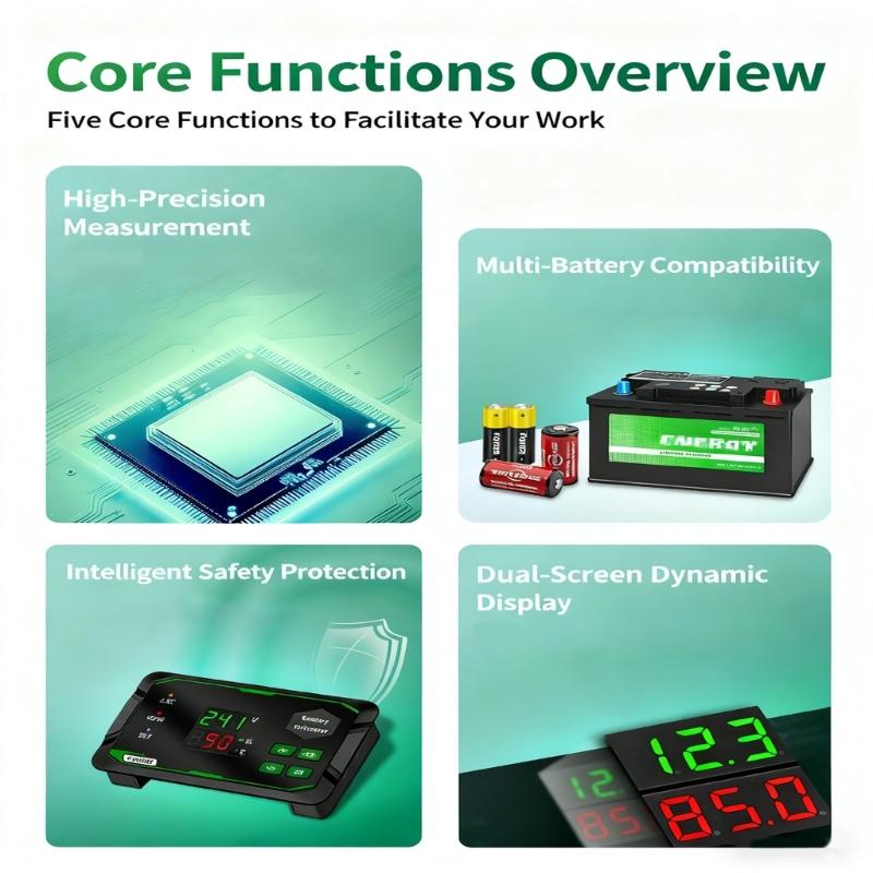 Doppelbildschirm Batteriekapazitätsmonitor Mit Alarmen Für Blei-Säure-Eisen-Batterien Multifunktionaler Batteriemesser