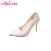 Aphixta 10cm Stiletto Heels Women's Pumps Serpentine Thin Heels Pointed Toe Patent Leather Office Shoes