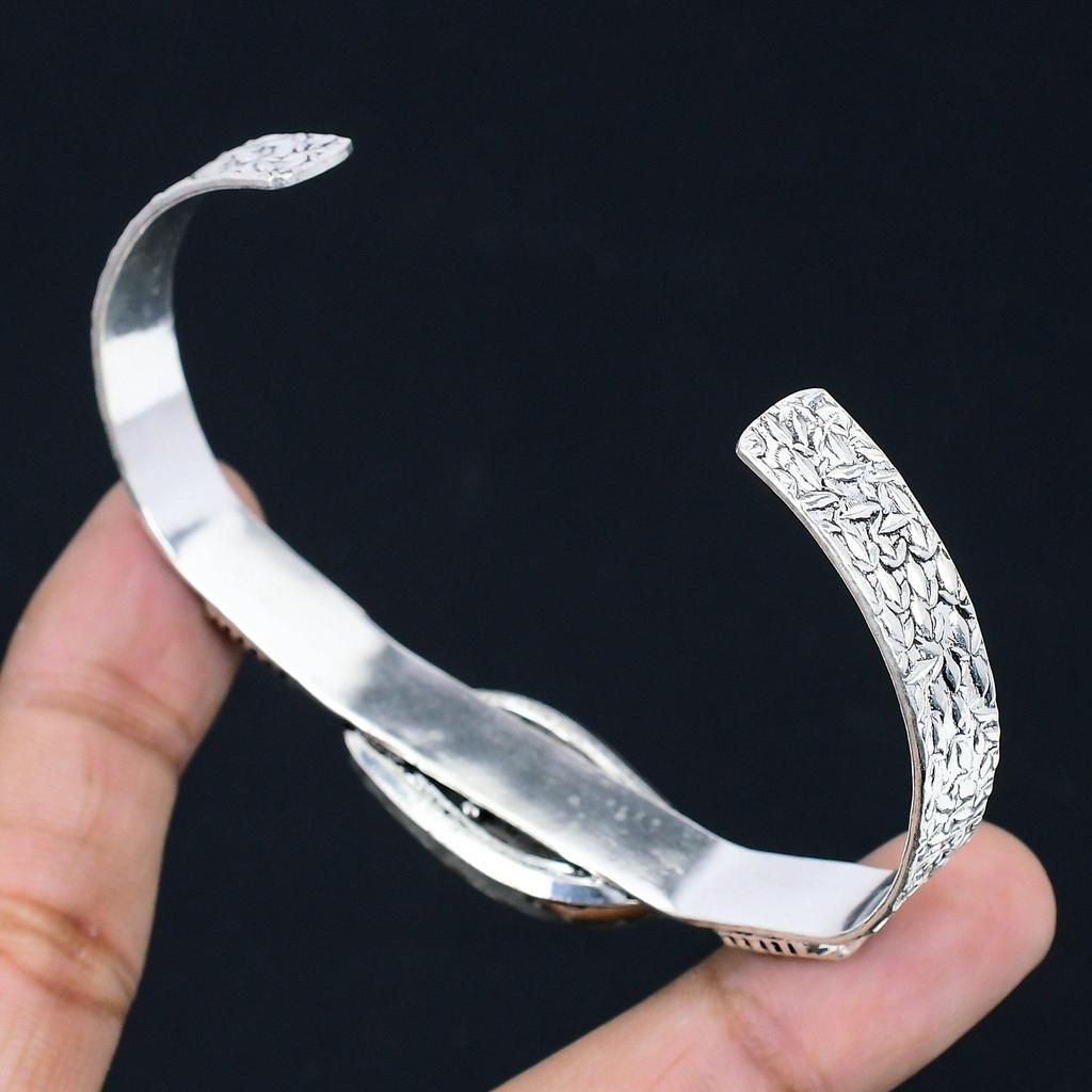 Daughters Day Sale Fossil Coral Gemstone Sterling Silver Sister Bangle Bracelet