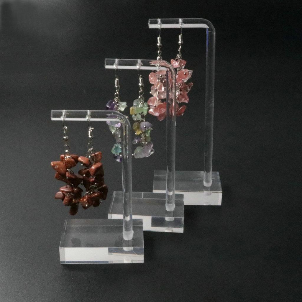 Clear Acrylic L-Shaped Earring Display Rack - 3-Piece Set for Stud Earrings Three-Piece Set