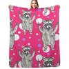 Middle Finger Raccoon Pattern Design Throw Blanket Warm Throw Blanket Gift for Anniversary