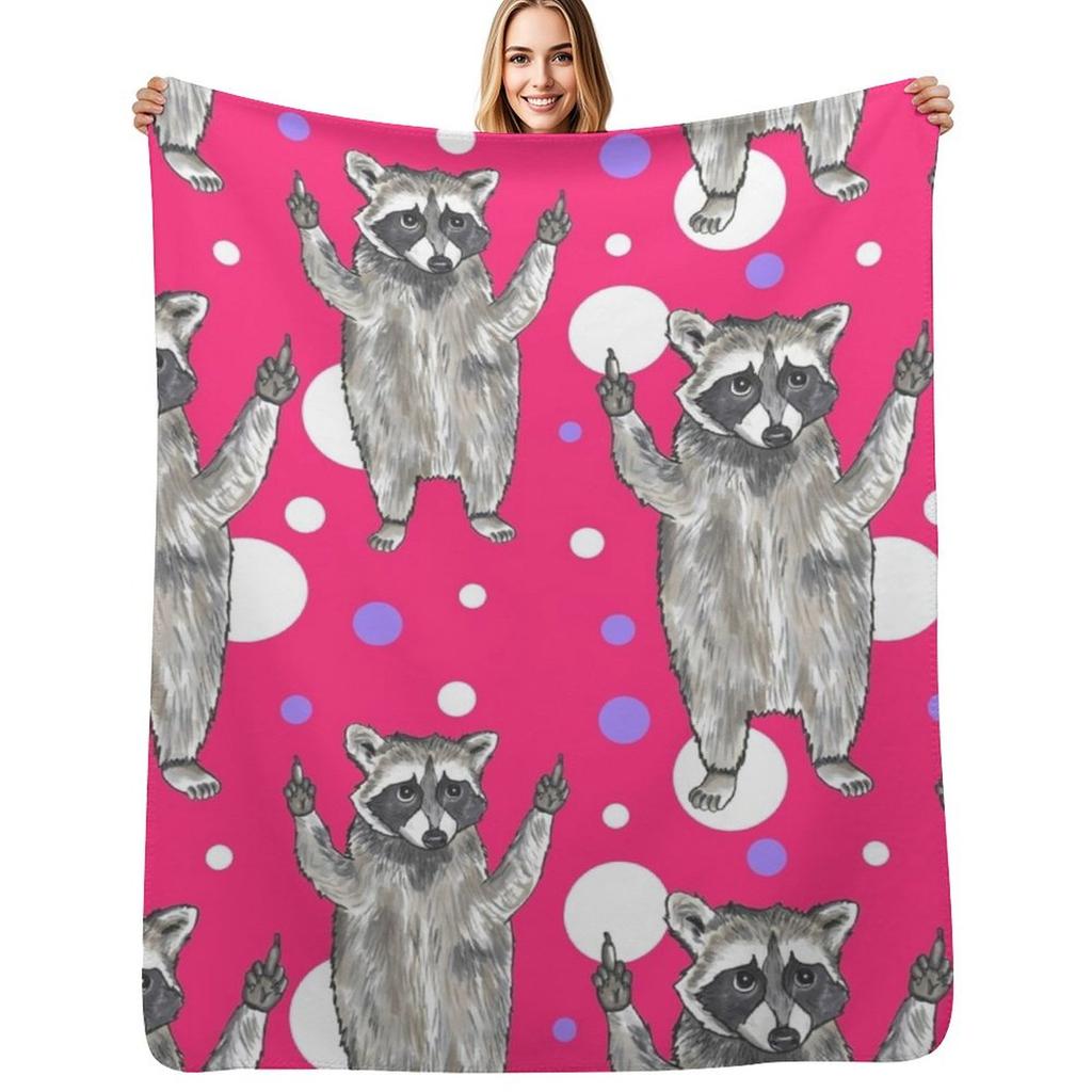 Middle Finger Raccoon Pattern Design Throw Blanket Warm Throw Blanket Gift for Anniversary