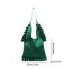 Women Korean Style Fashion Pleated Ruffle Trim Underarm Bag Bright Solid Color Large Capacity Shoulder Bag Handbag Purse  Blue