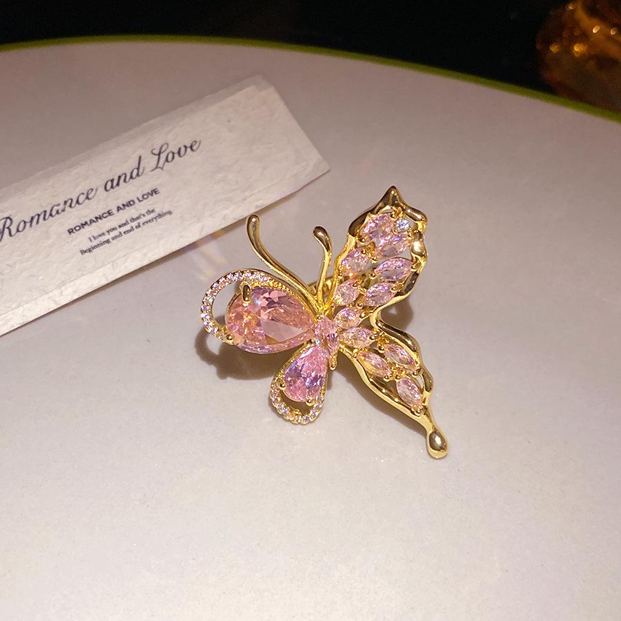 Gilded Zircon Butterfly Open Ring - Elegant, Versatile & Luxurious Jewelry