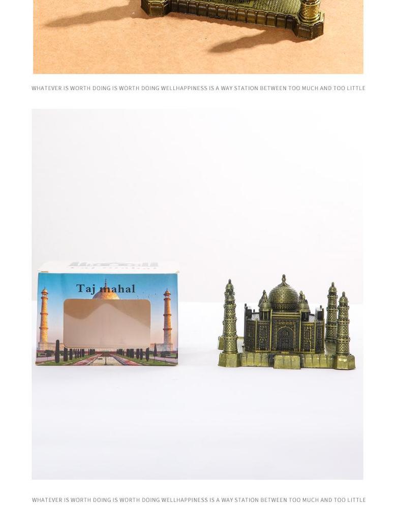 Taj Mahal Metal Craft Model - Architectural Landmark Souvenir Ornament