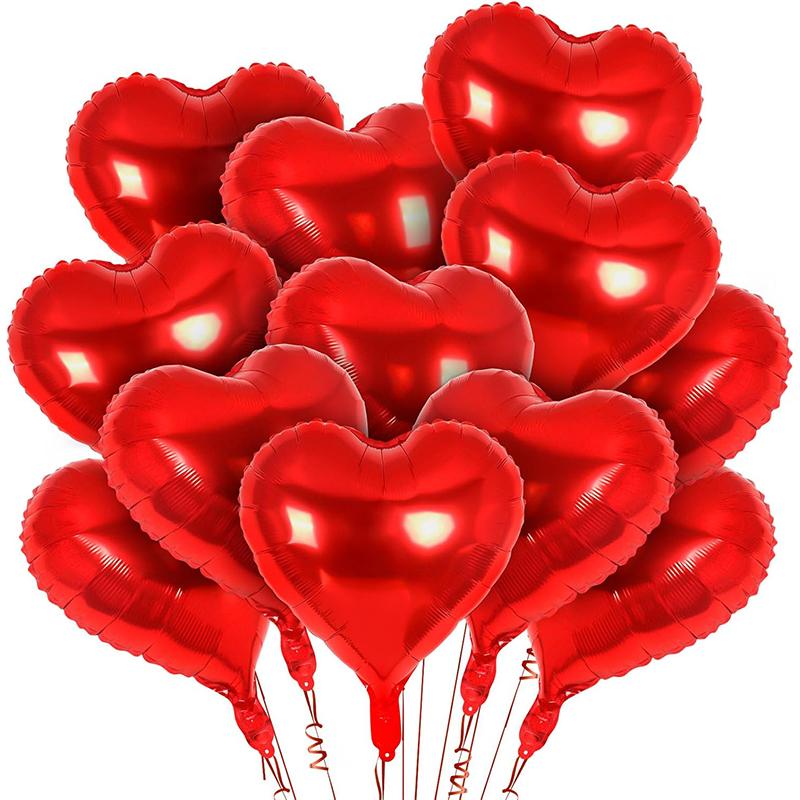 

100/5PCS Red Heart Love Balloons Inflatable Aluminum Foil Balloon for Birthday Party Ornament Valentine s Day Wedding Party Gift 5PCS&18 inches красный