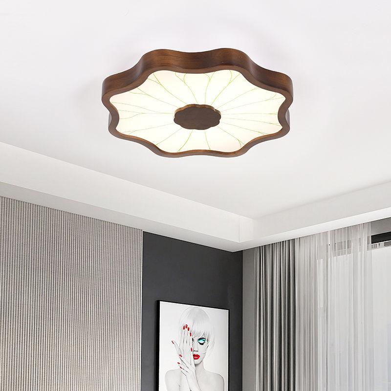 Northern Europe Wood Living Room LED Ceiling Lights For Home Modern Designer Creative Lotus Leaf Chandelier Bedroom Room Cabin