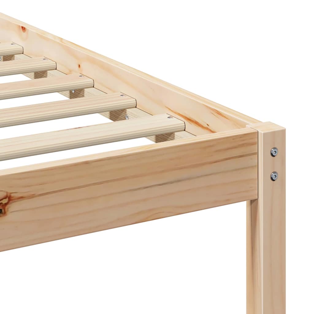 Brown Bed Frame with Headboard 75 x 190 cm Solid Pine Wood