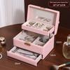 Minimalist High-end Jewelry Storage Box Pu Multi-layer Multi-function Large-capacity Jewelry Box with Mirror and Lock