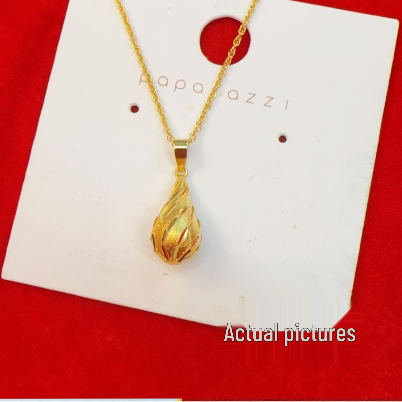 

Vietnamese Sand Gold Water Drop Pendant – Simple Fashion Clavicle Chain Necklace Water Drop Pendant (Chain Not Included)