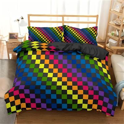 Copripiumino a Strisce Arcobaleno Stampato 3D per Tutte le Stagioni Copri Biancheria da Letto Geometrico Morbido Federa Tessuti per la Casa di Lusso Set Copripiumino