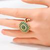 Gorgeous Inlaid White Green CZ Women's Ring Exquisite Gold Color Geometry Daily Wear Party Jewelry Anniversary Gift