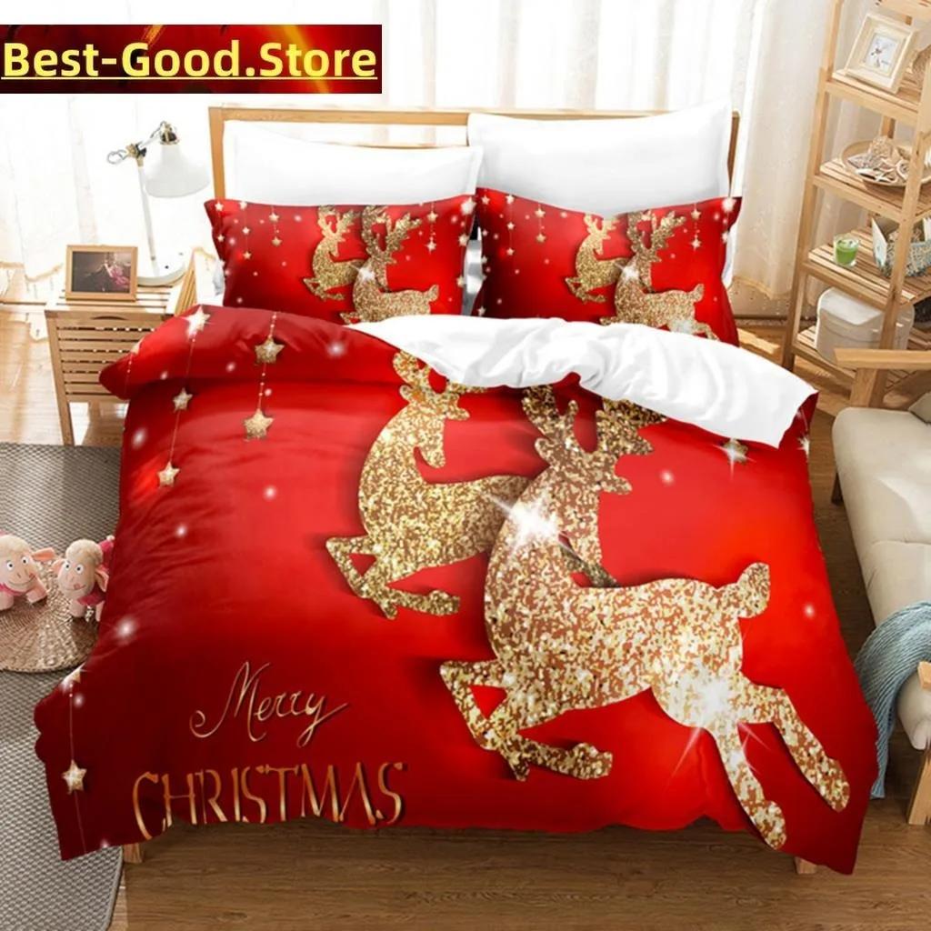 3D Christmas Quilt Cover Bedding Set Duvet Comforter Pillow Case Bed Linens Twin Queen King Double Full Single Bedroom