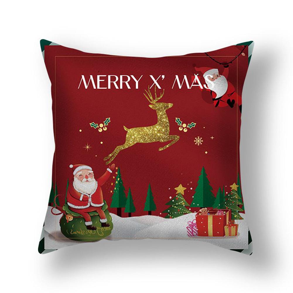 Home Christmas Cushion Cover Pillowcase Christmas Pillowcase Sofa Decorations Happy New Year Pillowcase funda de almohada