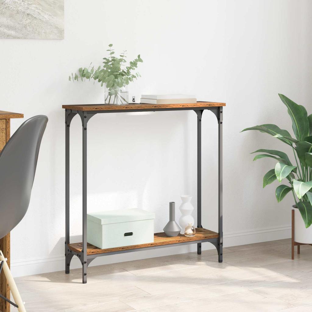Console Table with Shelf Reclaimed Wood Look 75 x 22.5 x 75 cm Wood Based Material