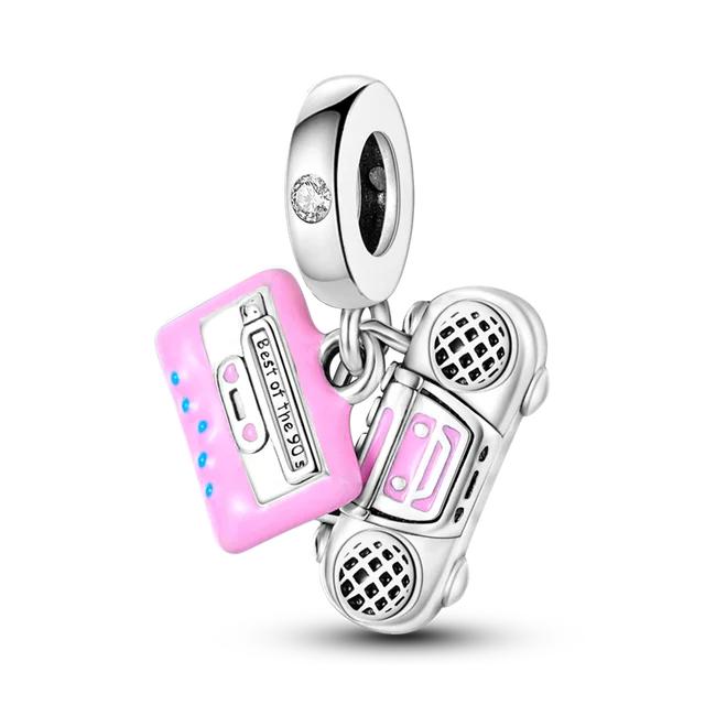 100 %925 Silver Funny Playable Charms Beads Smart Watch Tarot Bike Travel Dangle Fit Original New Bracelet Diy Jewelry
