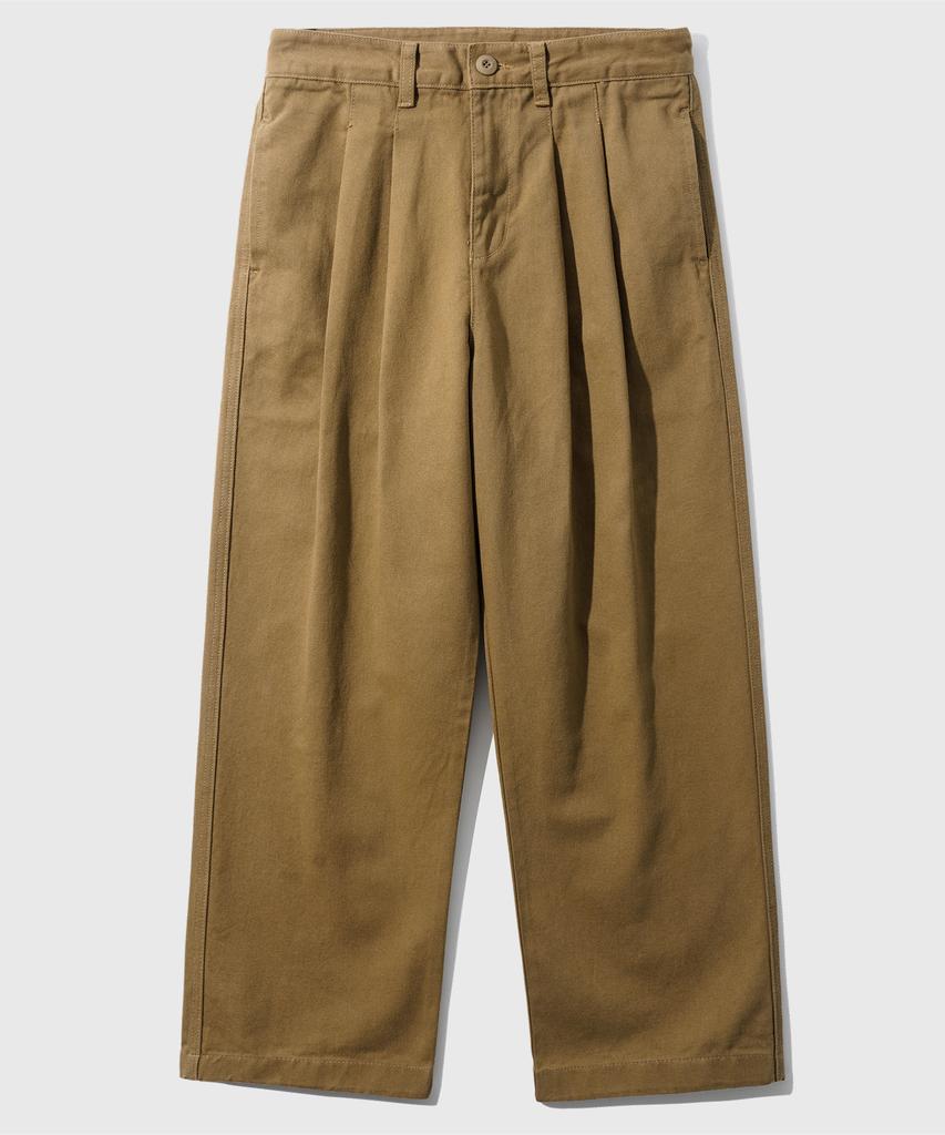 JEMUT Saturn Double-Pleat Wide Twill Pants Deep Beige Kjlp2606