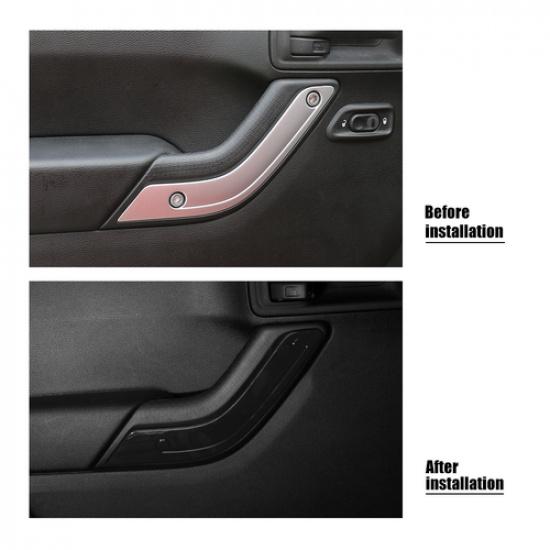 4x Black Inner Door Handle Cover Trim Panel For Jeep Wrangler JK 2011-2017 4Door