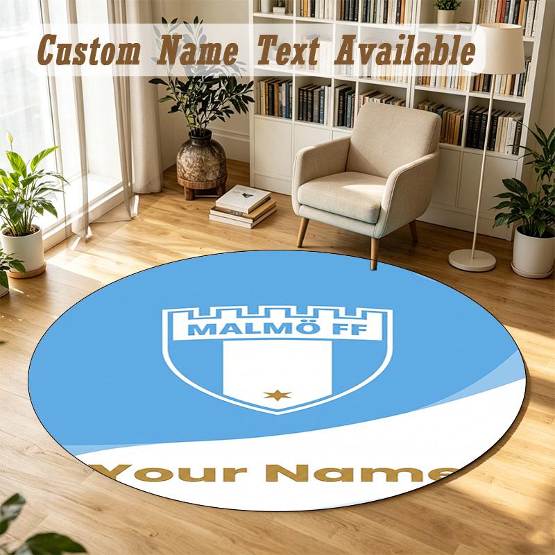 Round Rug Custom NameMalmö FF Pattern Non Slip Carpet Home Floor Decor