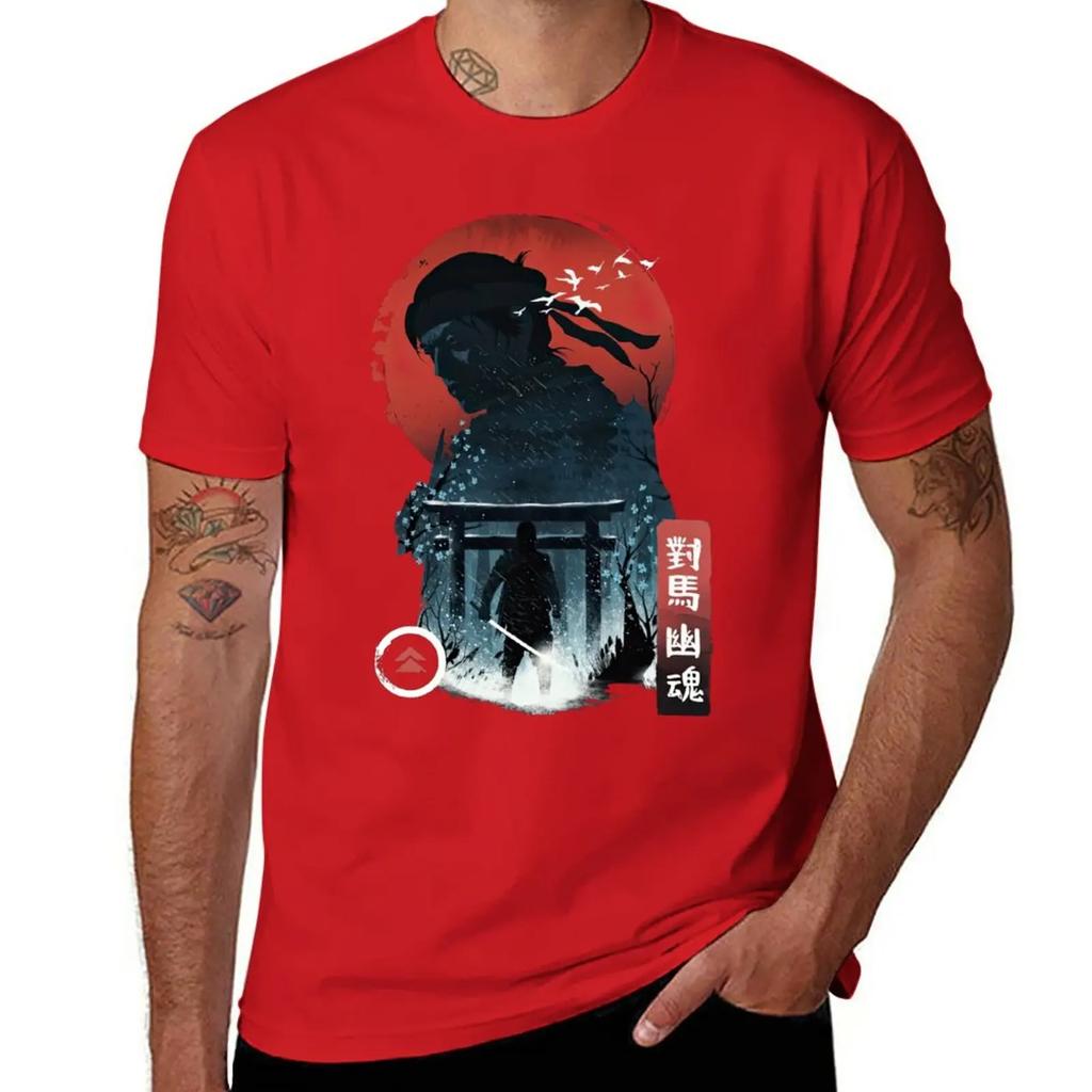 Nuova T-shirt Artistica Ghost of Tsushima Luna asciugatura rapida magliette grafiche da basket t-shirt anime top primavera estate t-shirt