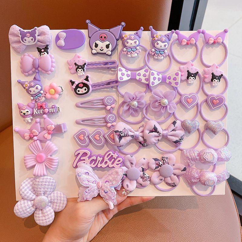 Pink 50-Piece Cute Hair Clip Set: Sweet Girly Japanese Cartoon Bangs Accessories