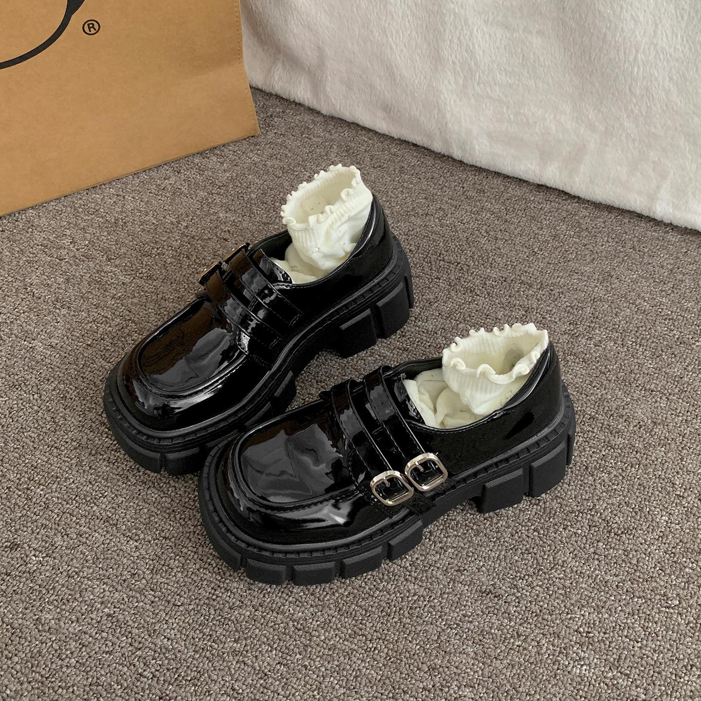 

Retro black premium British platform jk small leather shoes women s 2025 new autumn skirt versatile loafers 35