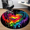 1PC Heart Rainbow Office Round Area Rug,  Mat Suitable ForOffice, Under Office Chairs Bedroom Living Room Home Decor, Room Deco