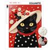 DIY Framed Pearl Bead Art Kit Black Cat With Floral Hat Sparkling Canvas Painting Relaxing Handmade Craft Gift Idea Decoration For Home Art Project