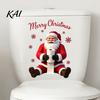Creative Christmas Gift Ideas Santa Claus Toilet Sticker, Waterproof PVC Bathroom Decal for Self Adhesive Signs Home Decoration, Removable
