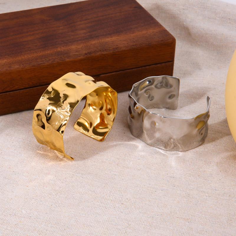 Punkowa Bransoletka Ze Stali Nierdzewnej w Złotym Kolorze Dla Kobiet Mężczyzn Nieregularna Szeroka Otwarta Mankaż Bransolety Imprezowa Biżuteria na Rękę Pulseras Bijoux